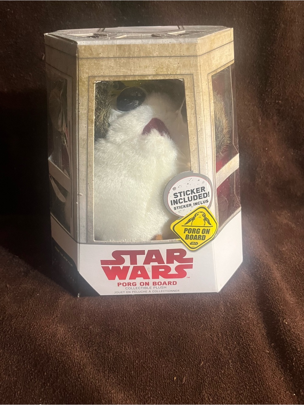 Star Wars White Porg On Board Plush with Sticker